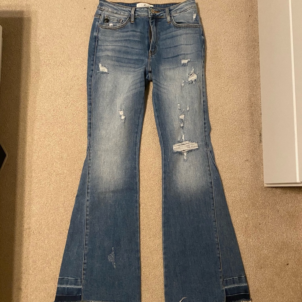 Kancan distressed flare jeans